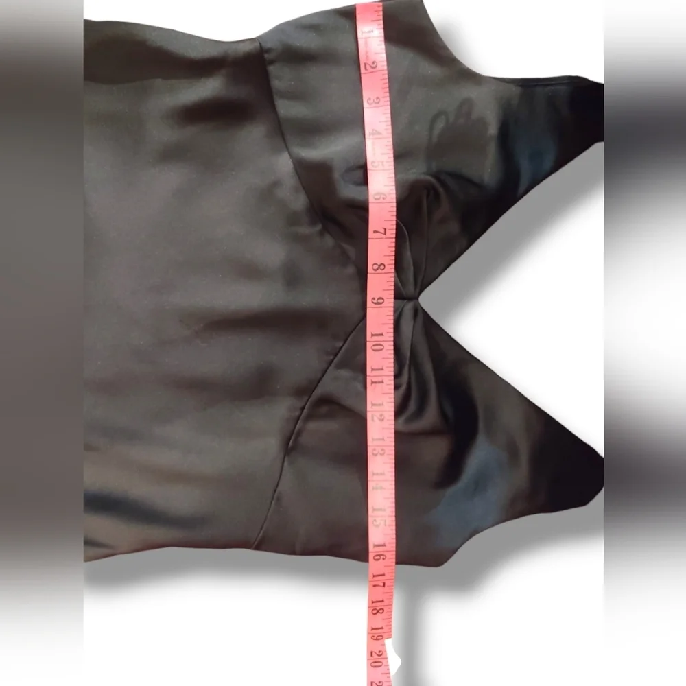Satin dress with embroidery. Size 10. Plunging Neckline. - Picture 4 of 12